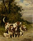 Path Canvas Paintings - Hunting with Dogs on a Forest Path